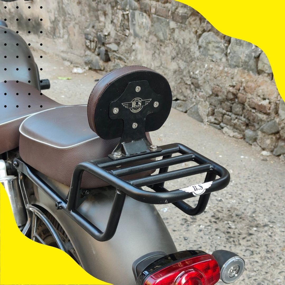 LONG PIPE CARRIER BACKREST FOR NEW HONDA CB 350 STAINLESS STEEL BLACK BS