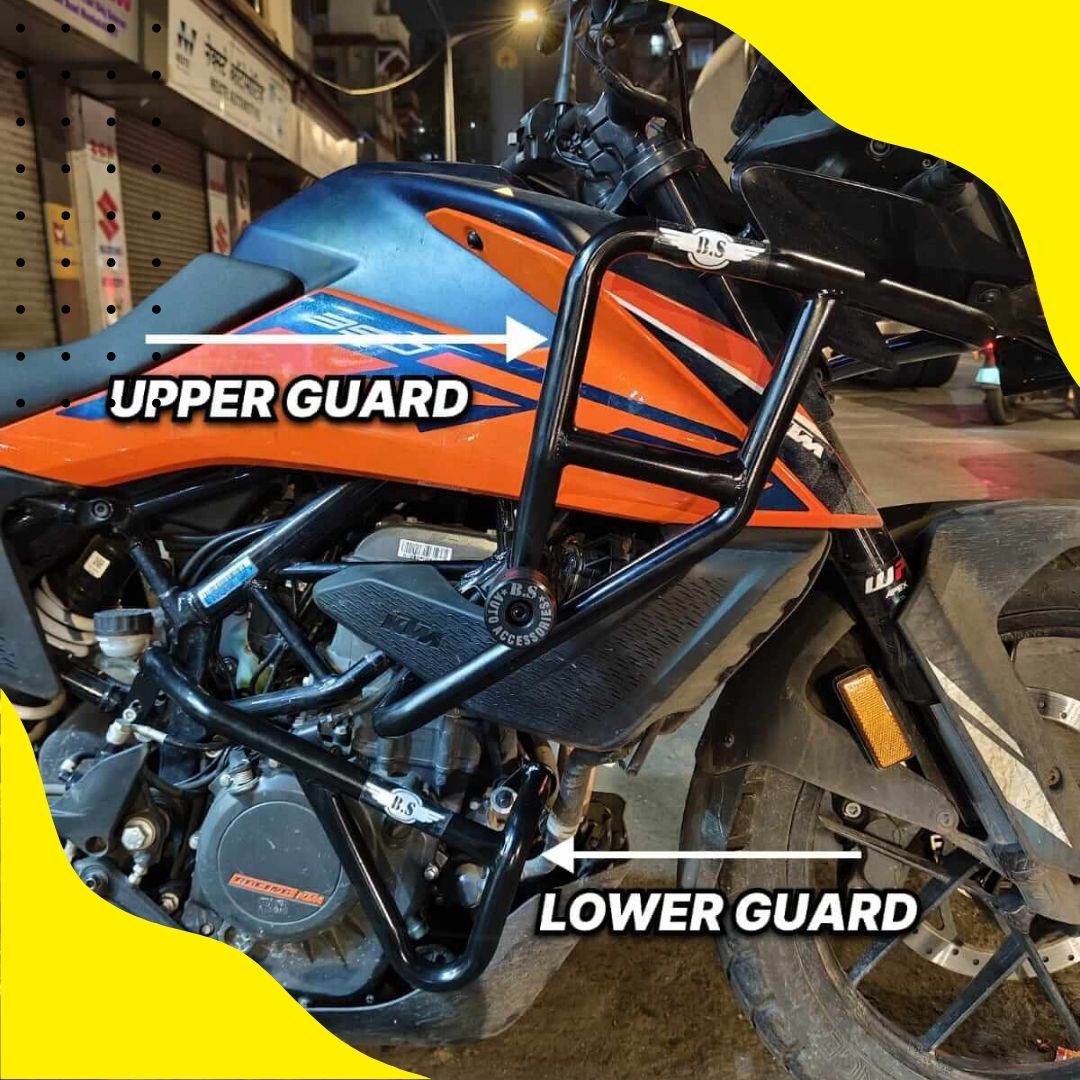 KTM 250/390 ADVENTURE SLIDER CRASH GUARD IN STAINLESS STEEL BLACK POWDER COATED BS