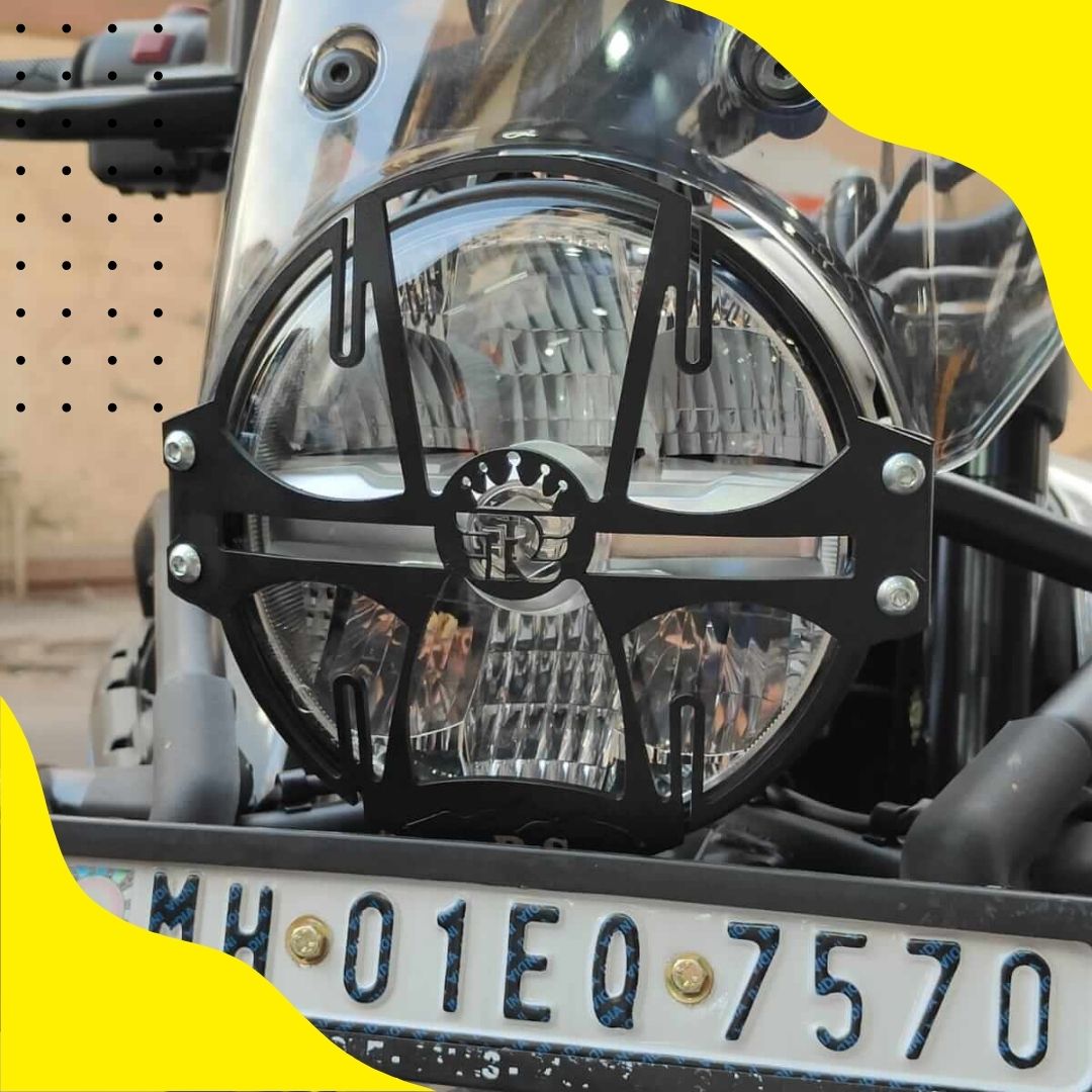 HIMALAYAN 450 HEADLIGHT GRILL, STAINLESS STEEL RUSTFREE PRODUCT BLACK COATED BS