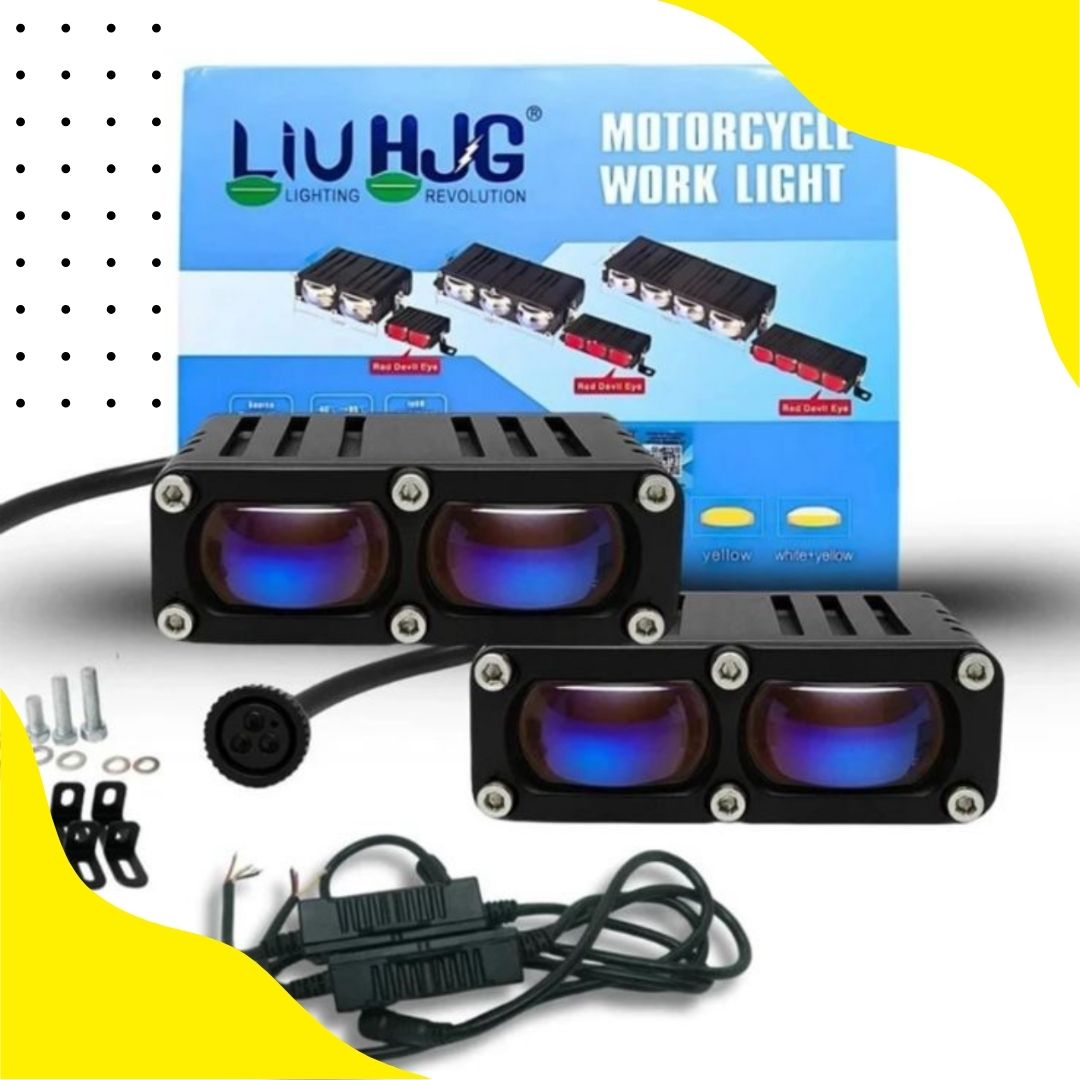 2 Led Fog Light 100W  Yellowwhite Beam With Red Devil Eye