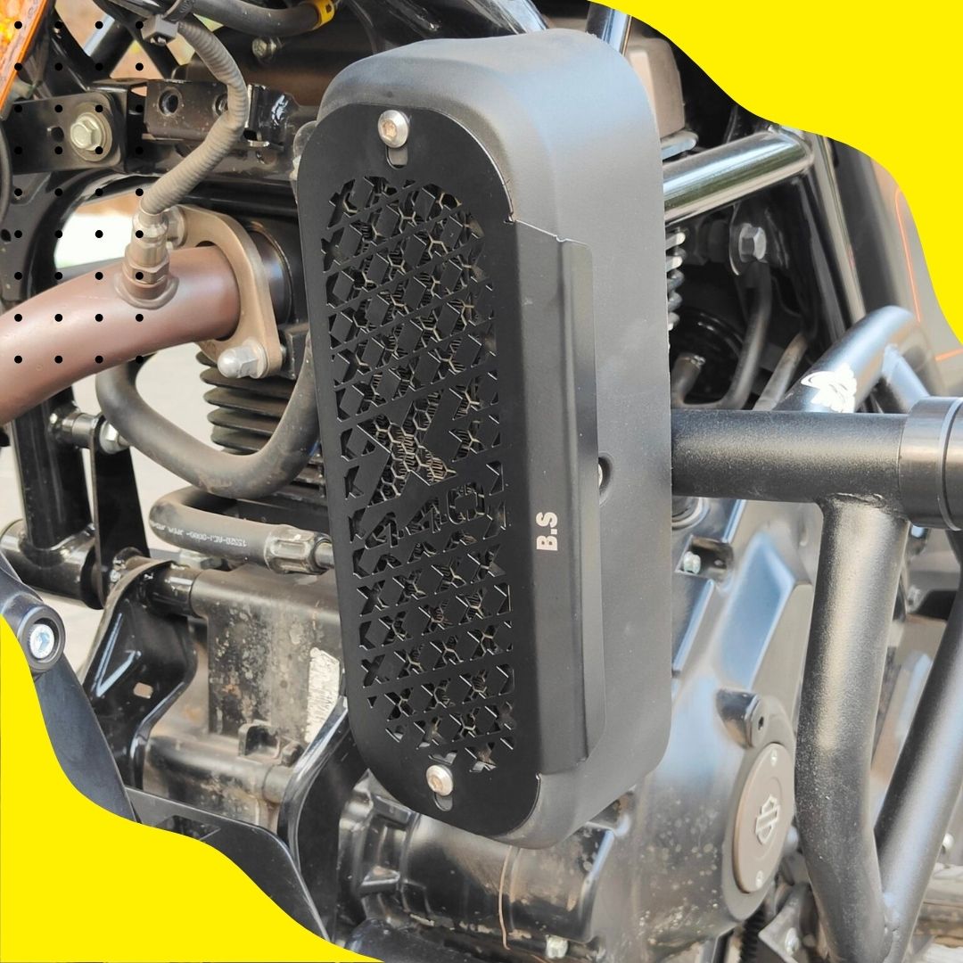 HARLEY X440 RADIATOR COVER, STAINLESS STEEL BLACK POWDER COATED