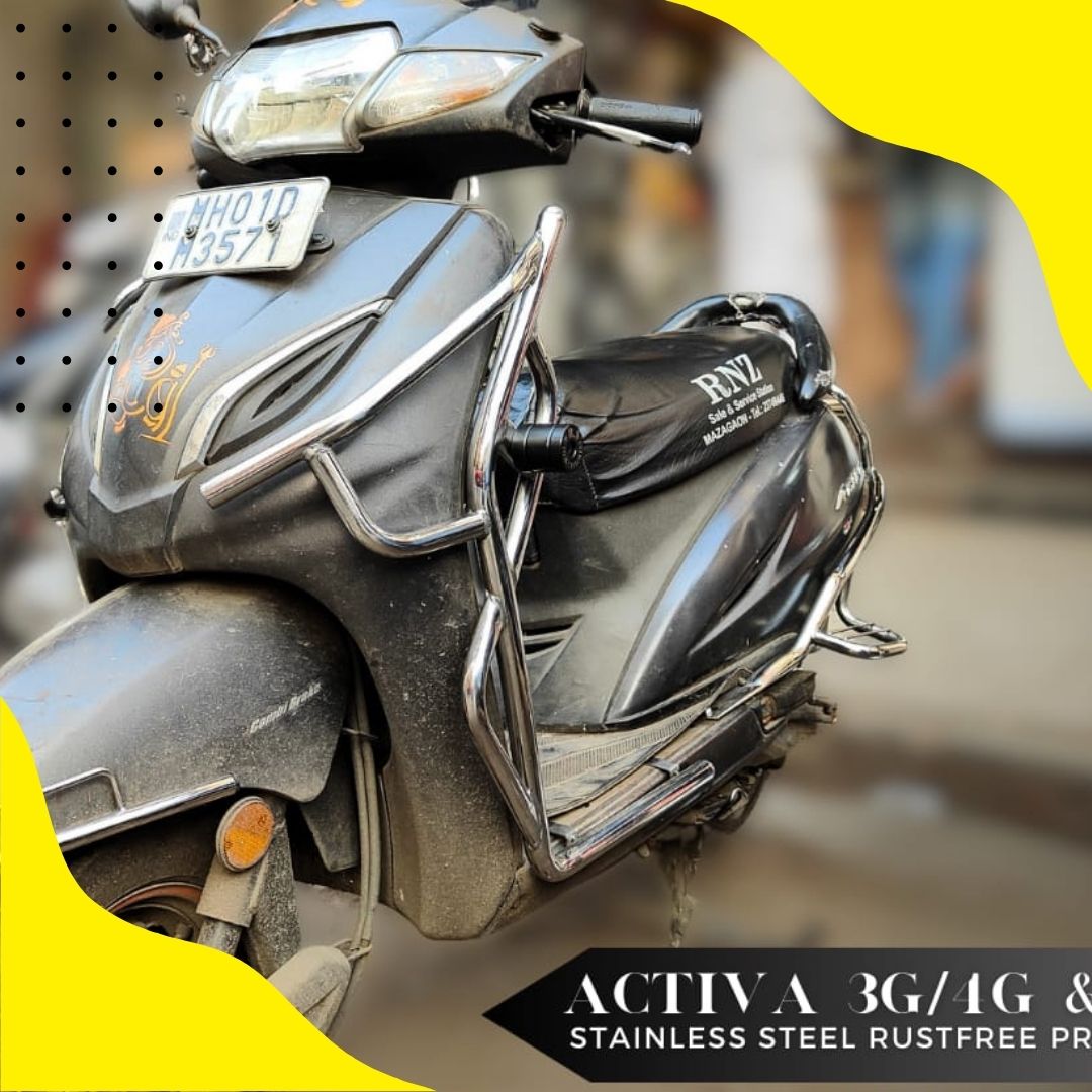 CRASH GUARD BLACK FOR HONDA ACTIVA 3G / 4G / 5G , STAINLESS STEEL RUSTFREE PRODUCT BS