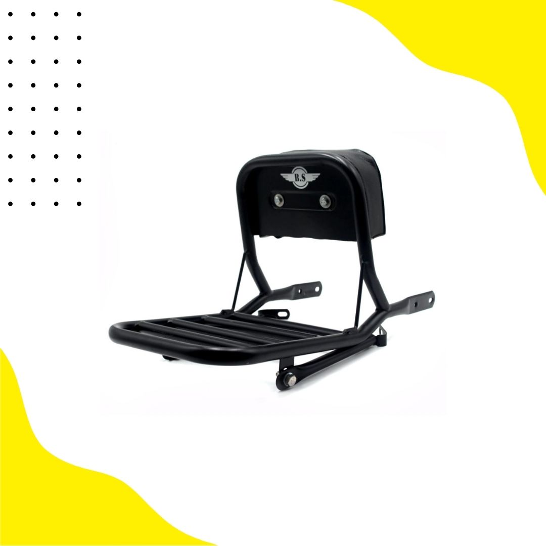 Bullet Backrest With Carrier  In Stainless Steel Black Powder Coated Bs