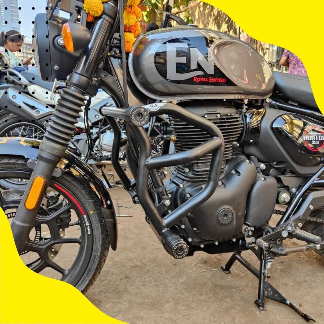 Hunter 350 Crash Guard – Bull Design, Black Rust-Free Stainless Steel