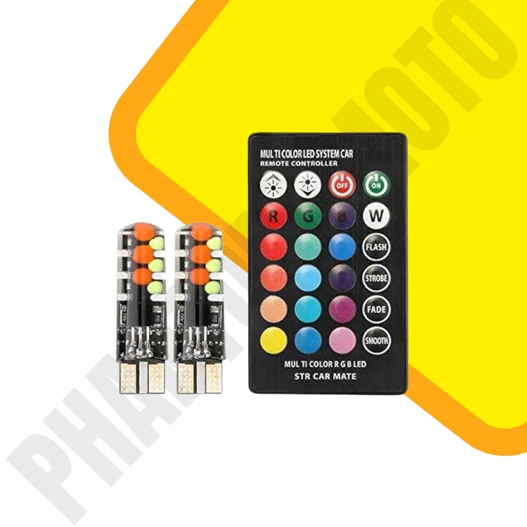 18 SMD RGB T10 LED Bulb with Remote Controller