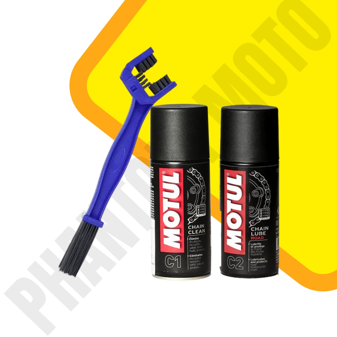 Motul Chain Cleaner _ Chain Lube & Brush Combo