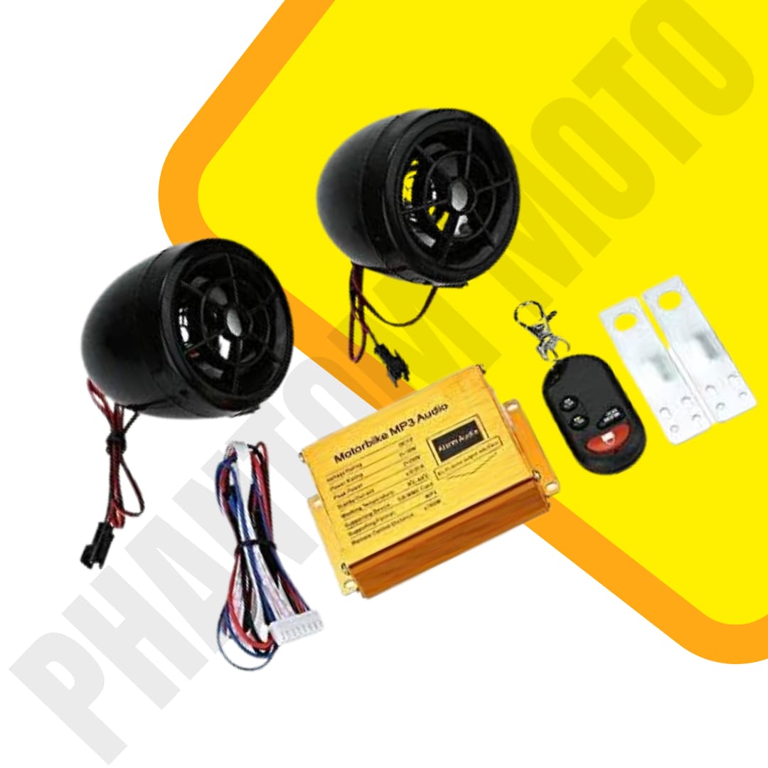Motorcycle Sound System With Alarm And Remote
