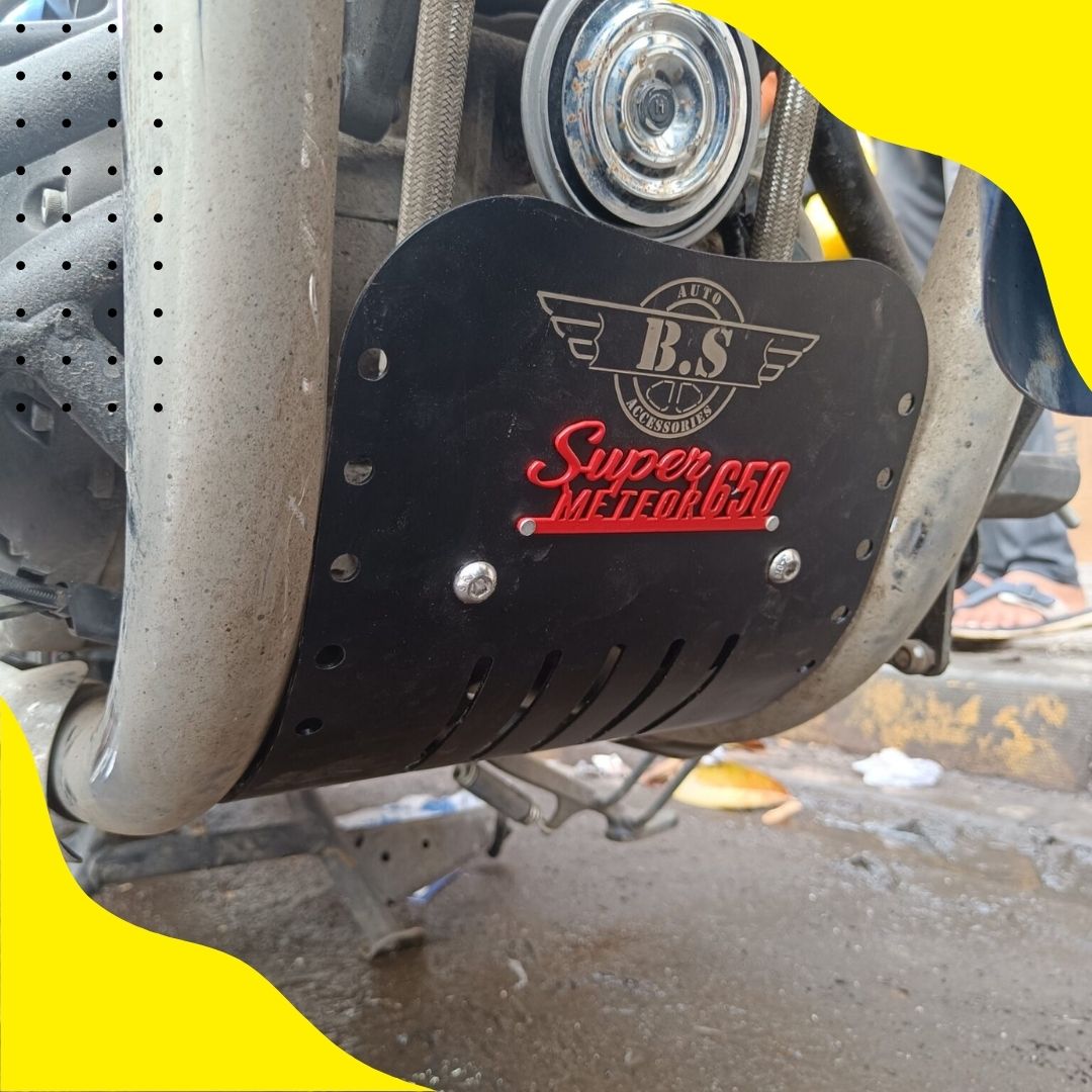 Super Meteor 650 Engine Sump Guard (Rustfree Black Powder Coated Product)