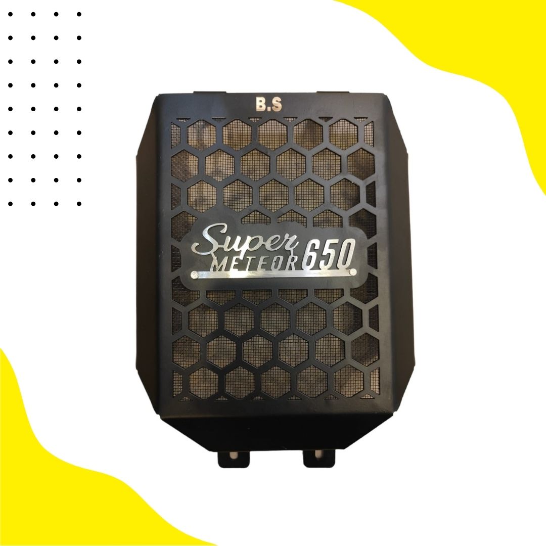 Super Meteor 650 Radiator Cover (Black) Stainless Steel