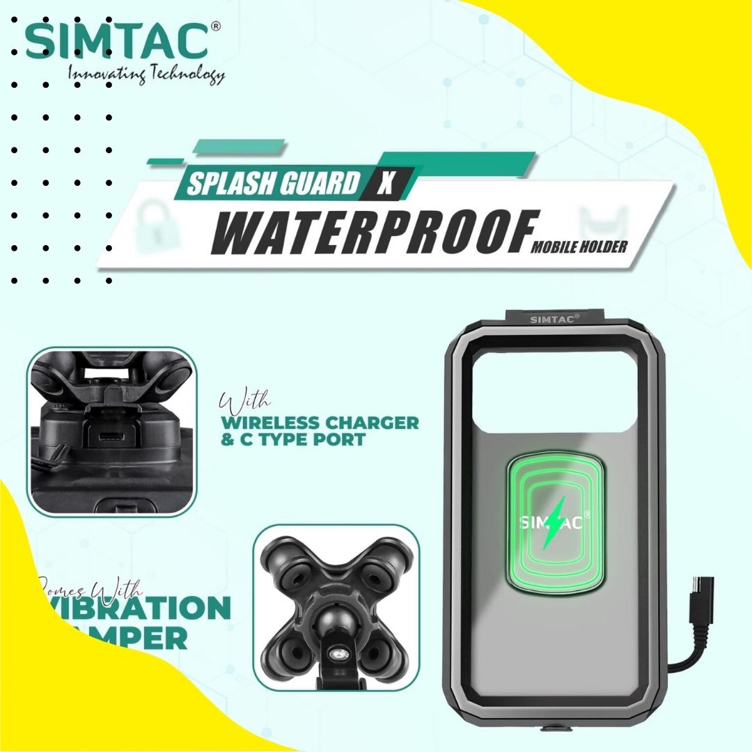 Simtac splash guard X with vibration damper and wireless charger (MHWPWC-PRO)